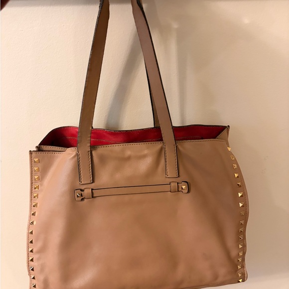 Valentino Garavani Handbags - Authentic Valentino Rockstud Tan Leather Tote Bag